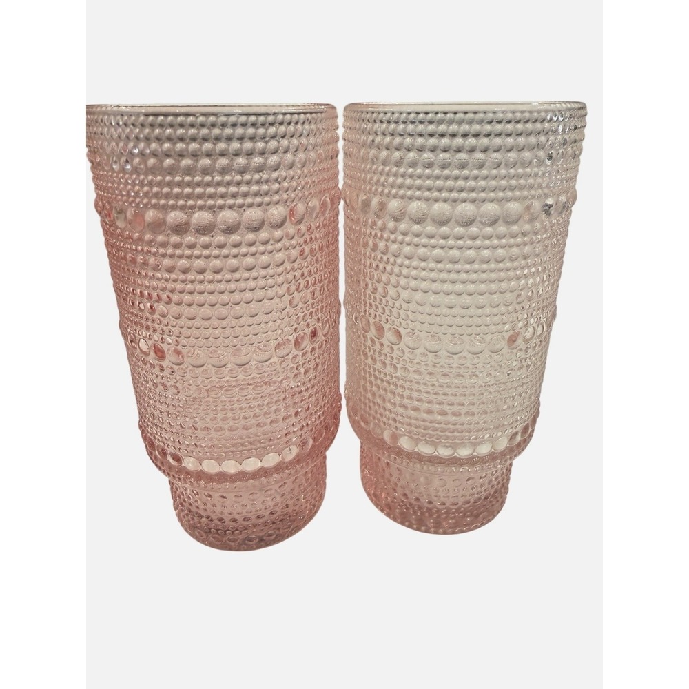 Iridescent Hobnail Glass Tumblers 1 Pink Boho BKLYN Steel Co